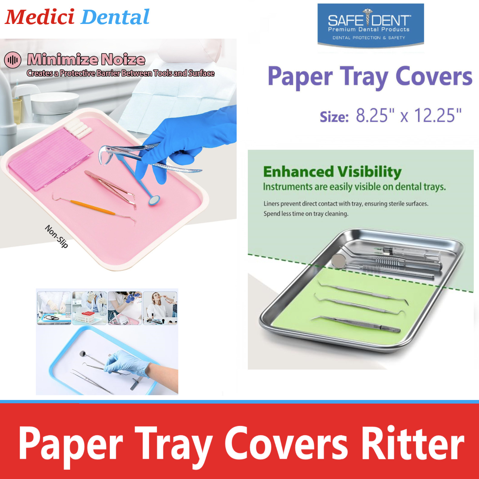 Dental Paper Tray Covers Ritter Size «B» 8.5″ x 12.25″, 1000/Case, Choose Color