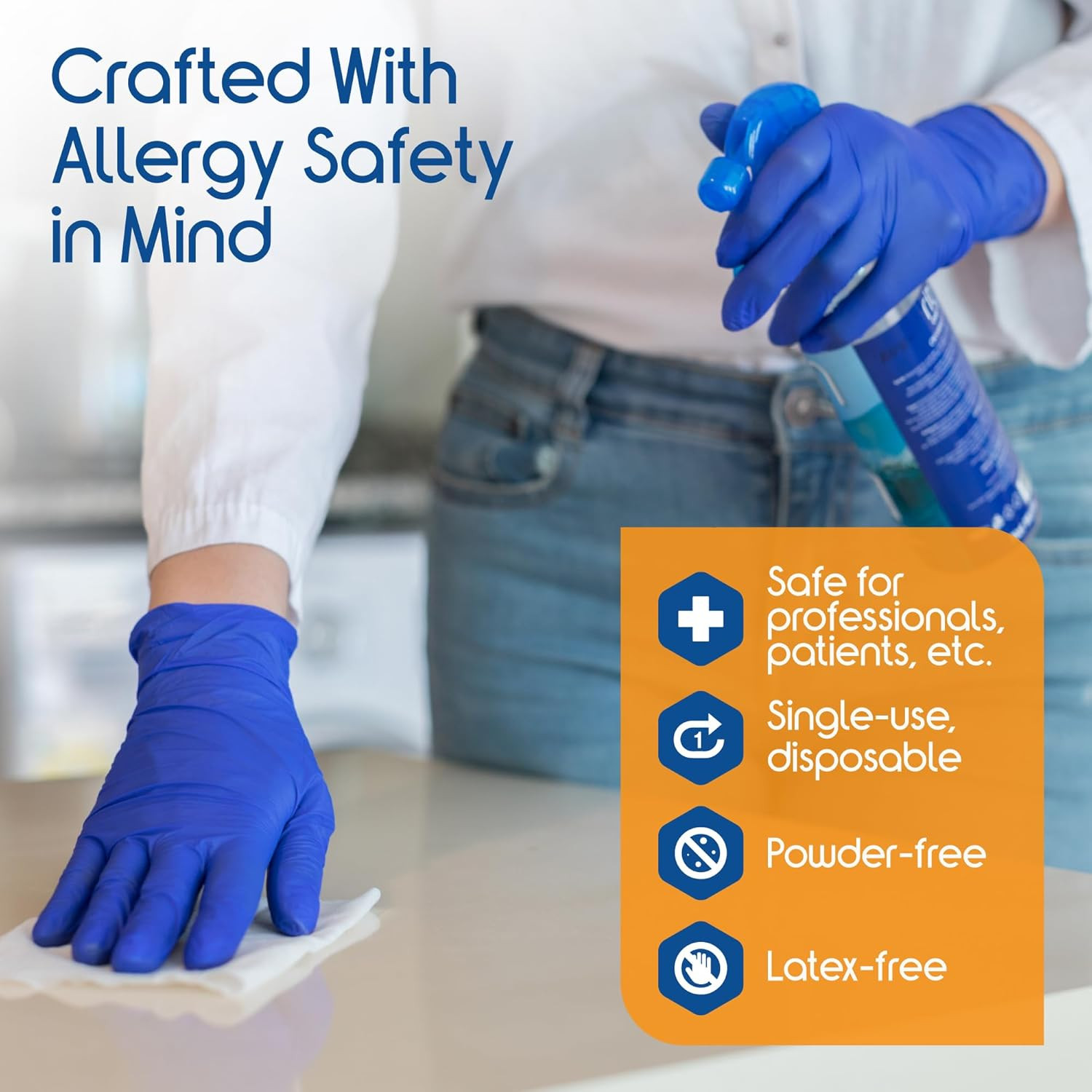 Inspire Cobalt Blue Nitrile Disposable Gloves | 4.5 Nitrile Safety Medical Exam