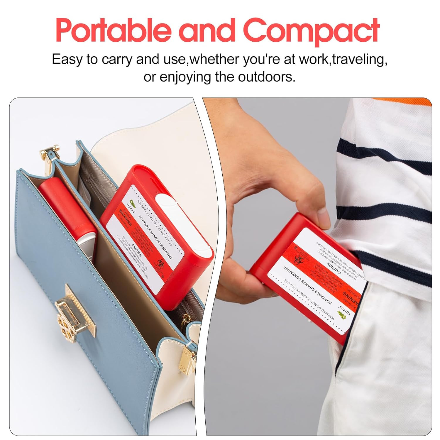 1 Pack Portable Sharps Container for Travel and Home Use,Pocket Travel Sharps Di
