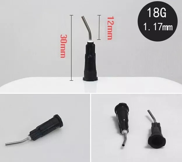FLOW PRE BENT NEEDLE TIPS FOR ETCH DENTAL IRRIGATION SYRINGE TIP Black 18 GAUGE