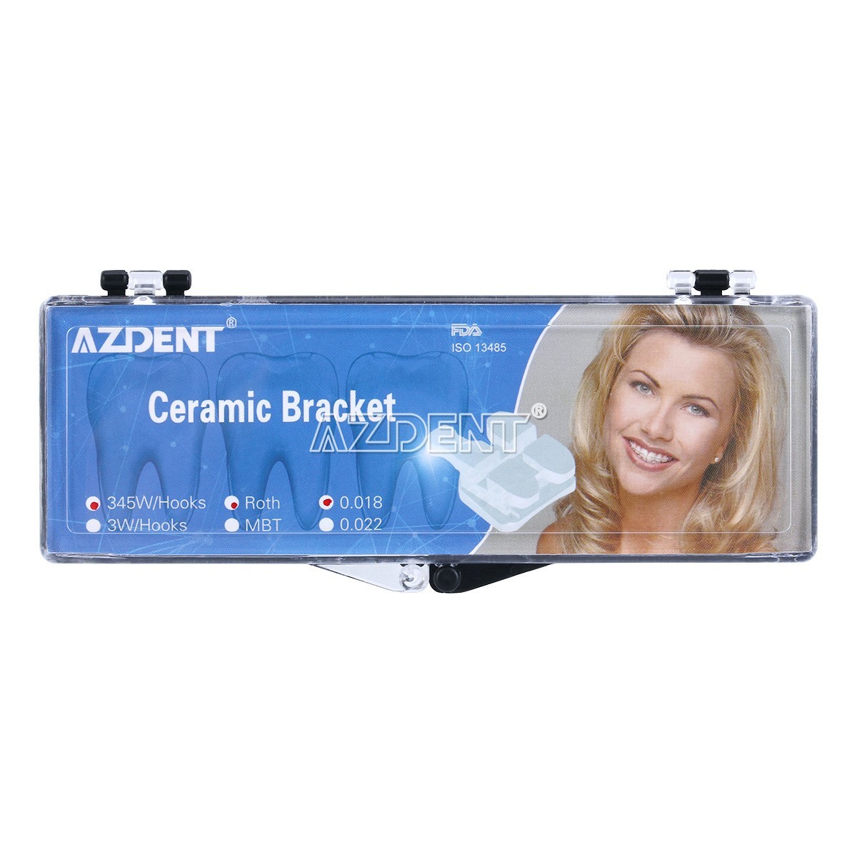 AZDENT Dental Orthodontic Ceramic Brackets Braces Roth Slot.018 3-4-5 Hooks