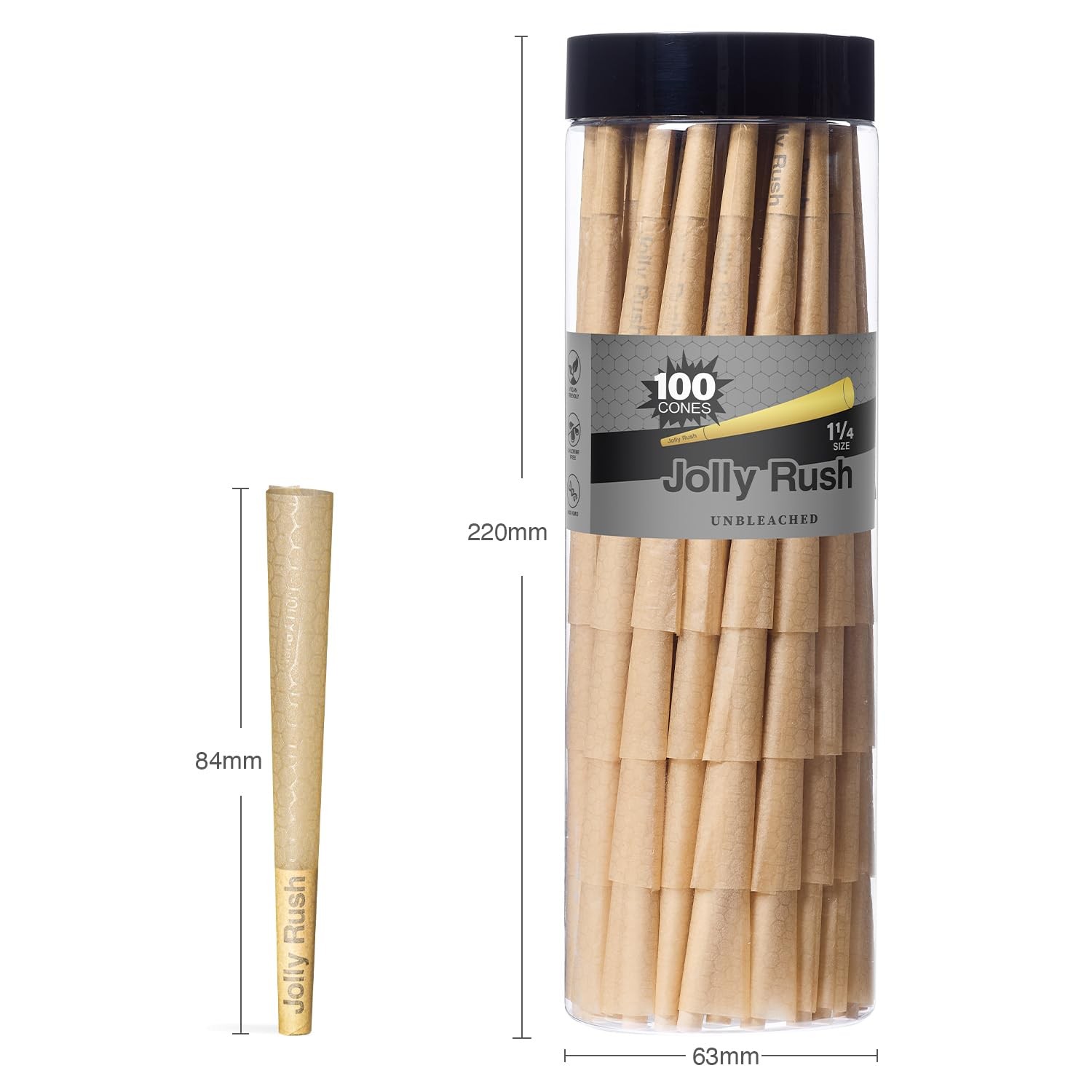 Cones Pre Rolling Rolled Papers – 1 1/4 Size – 100 Pack 1 1/4, Classic