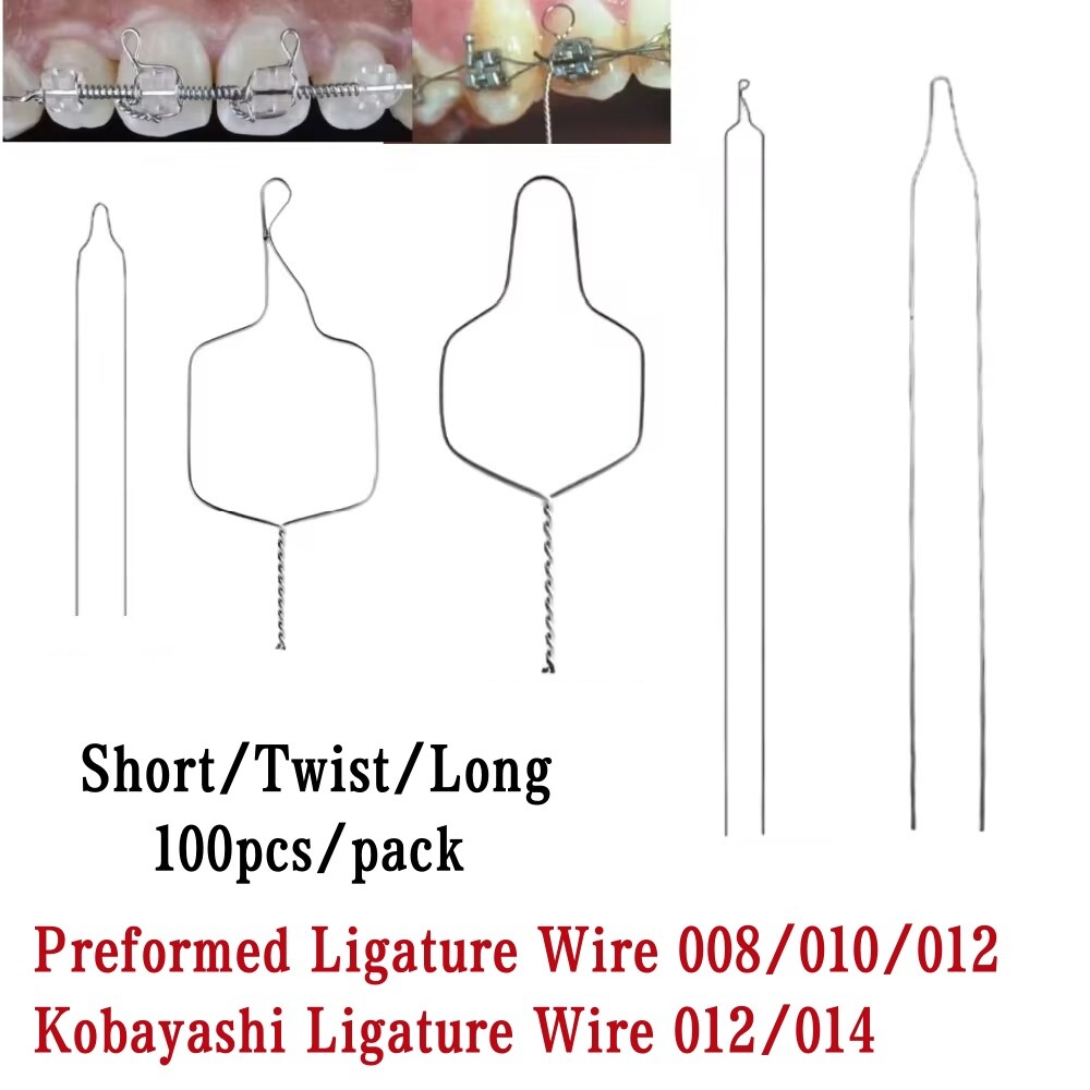 Dental Orthodontic Kobayashi Preformed Wire Metal Ligature Ties Short Long Twist