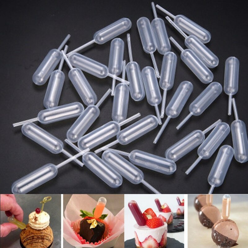50 Pcs/pack Ice Cream Jelly Milkshake Droppers Straw Dropper For Cake Disposable