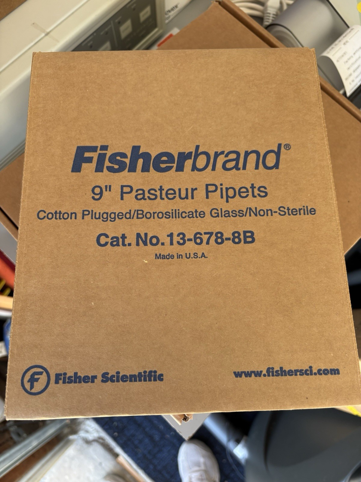 Fisherbrand Cat No 13-678-8B Cotton-Plugged Borosilicate Glass Pasteur Pipets 9″