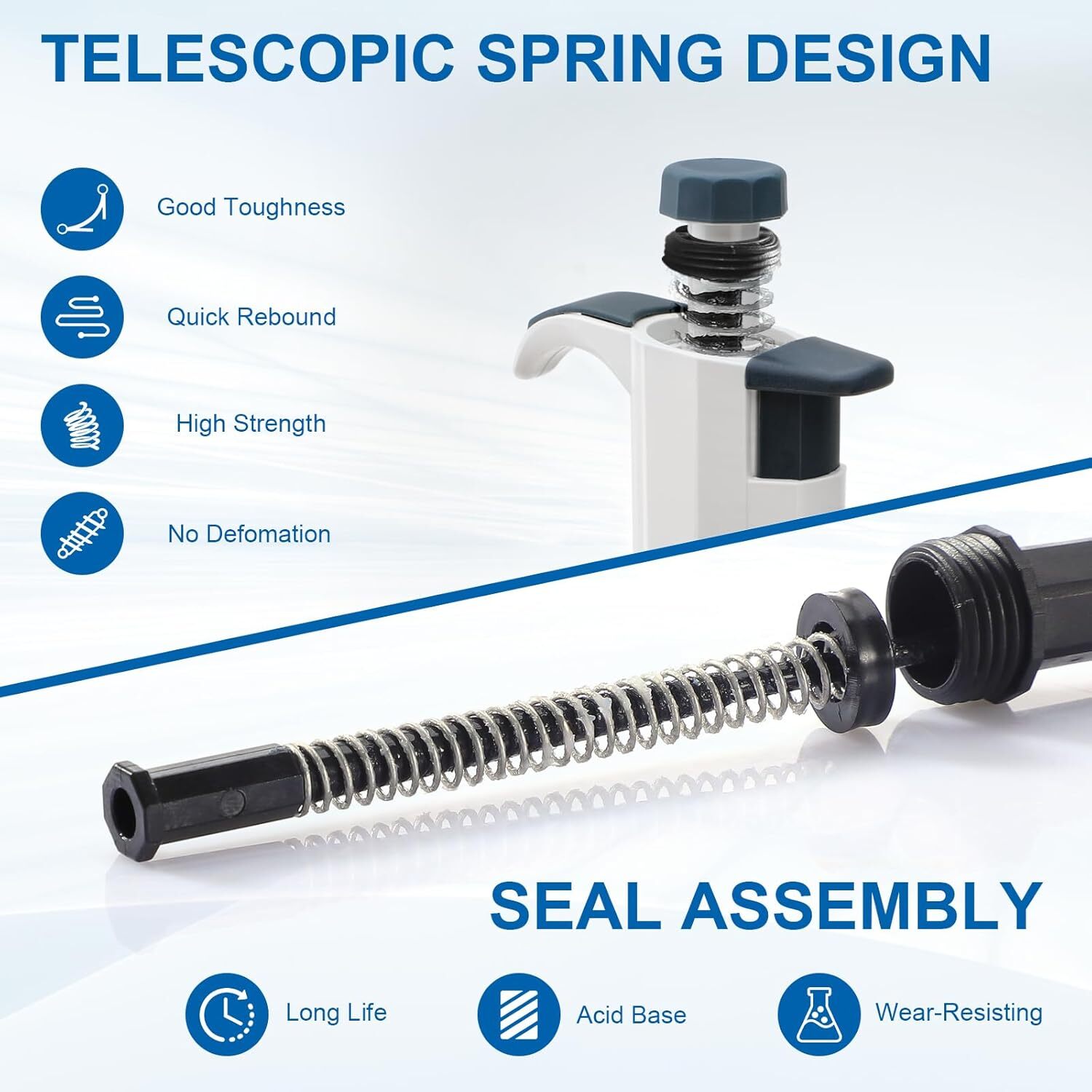 5Pcs Adjustable Volume Pipette Lab Single Channel Micropipette High Precision US
