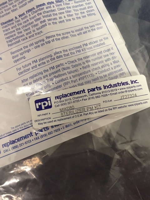 RPI Door & Dam Gaskets Ritter Midmark M11 Sterilizer PM Kit
