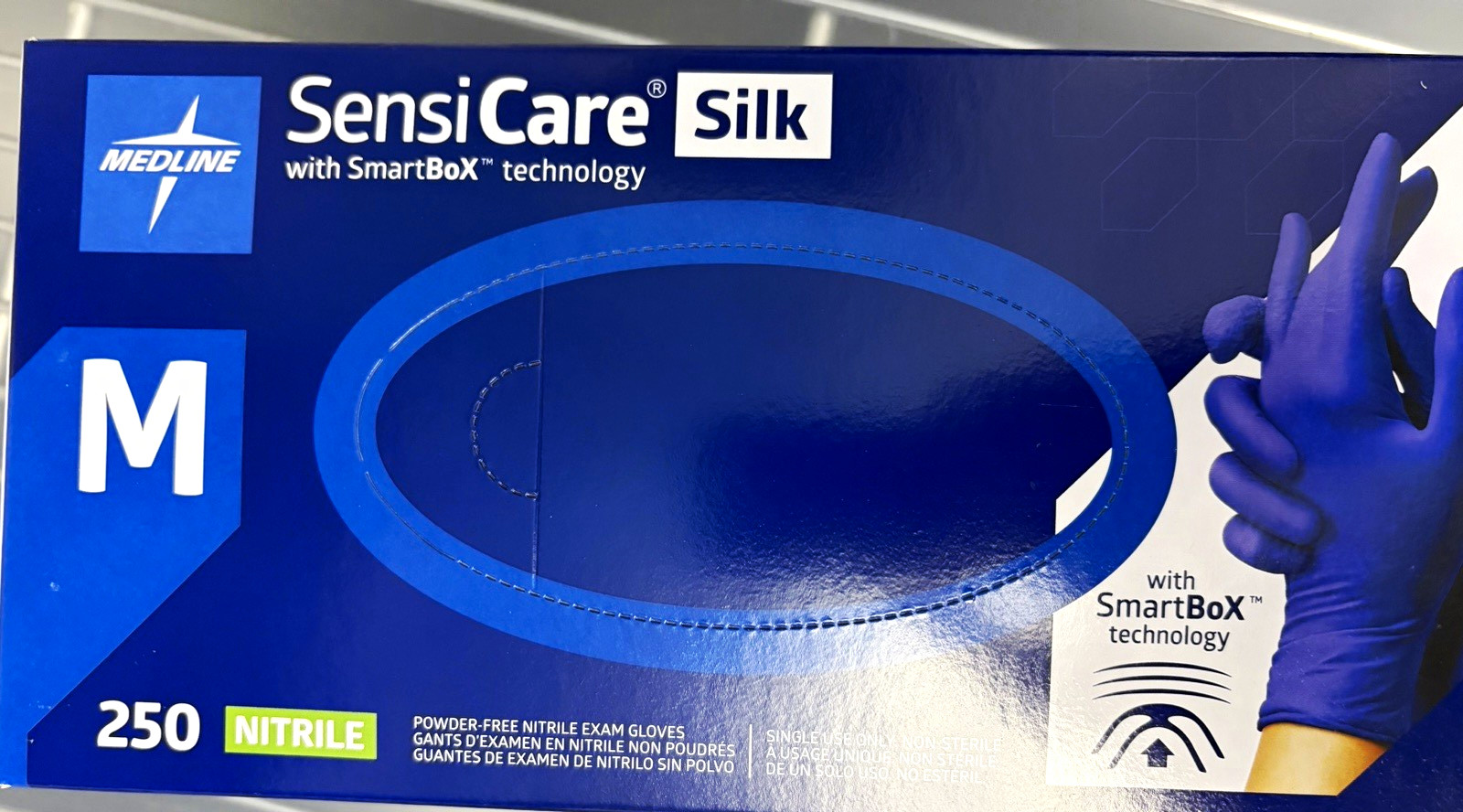 Medline SensiCare Silk Nitrile Exam Gloves Medium 250ct Exp 10/2025