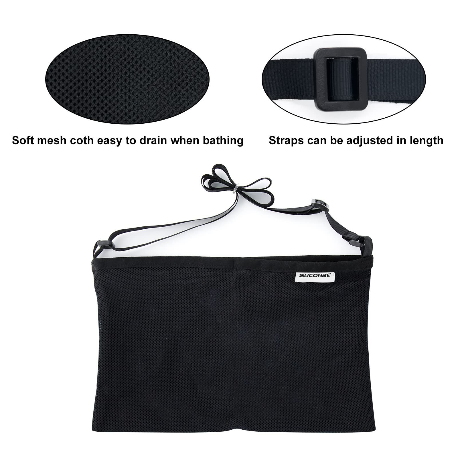 SUCONBE Adjustable Mastectomy Drain Holder Drainage Pouch Two Pockets, Black
