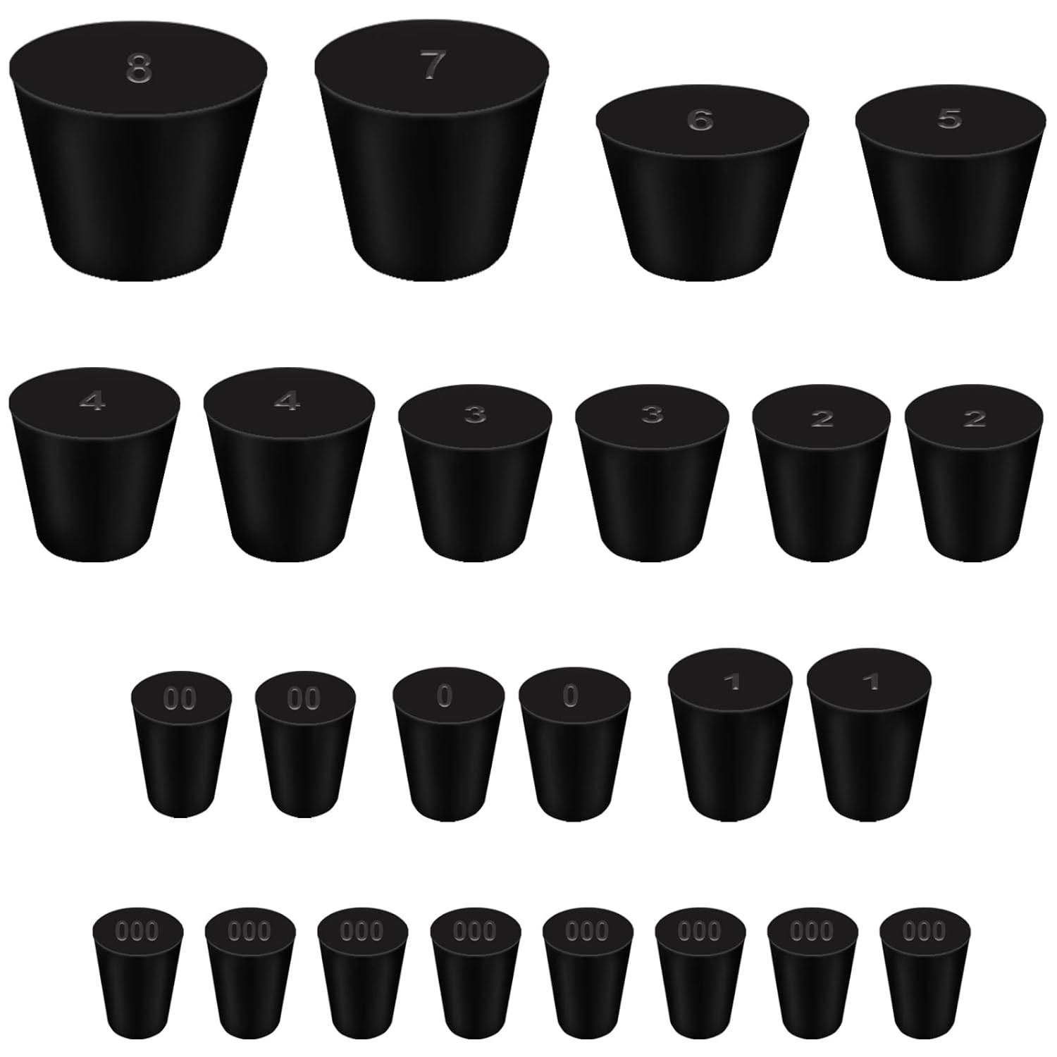 11 Sizes Solid Rubber Stoppers – 24 Packs for Superior Sealing and Versatility