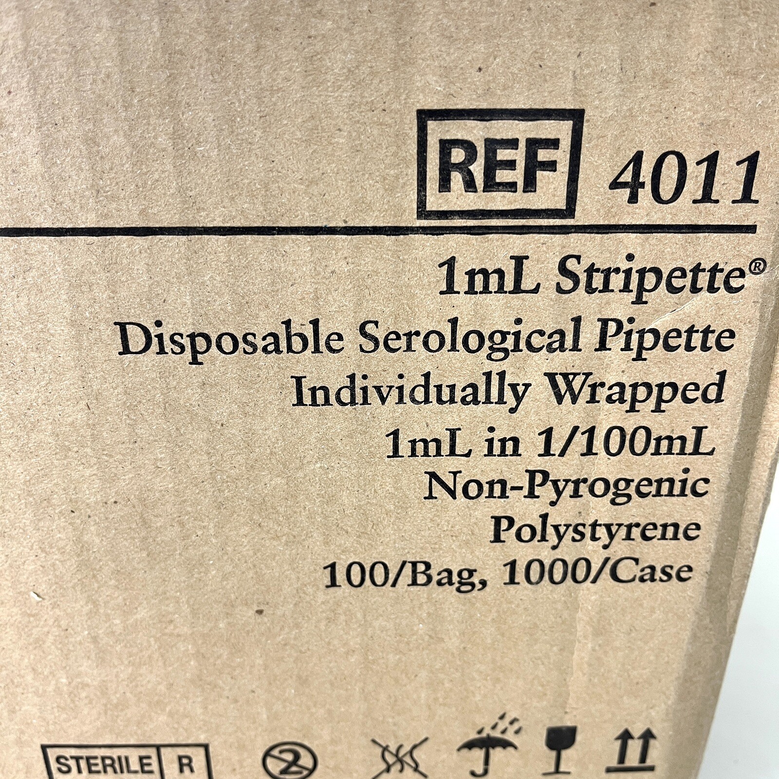 CASE OF 1000 Corning Costar 4011 Serological Pipette 1ml Stripette