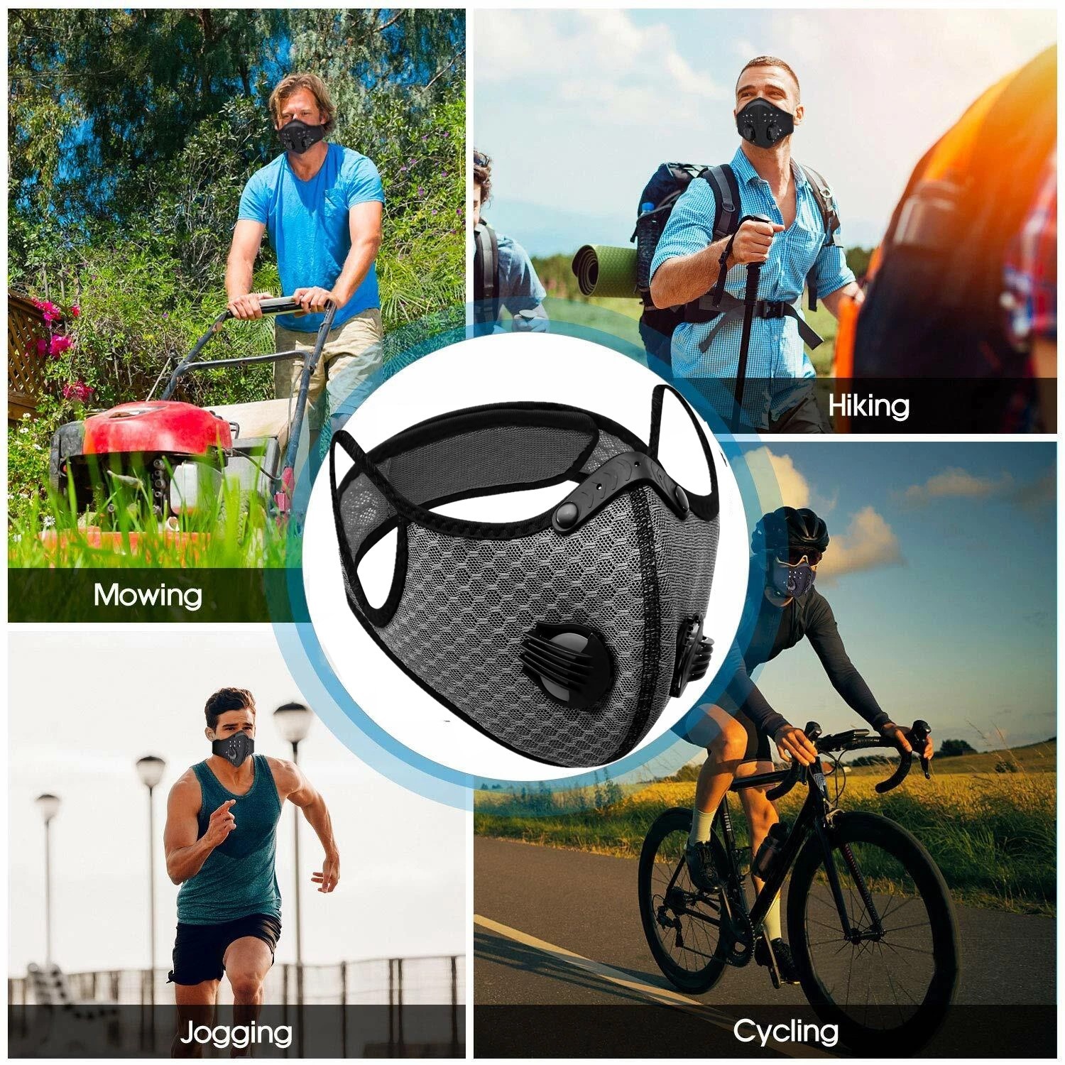 Reusable Half Face Shield Mask Respirator Filters Anti Air Pollution Facepiece