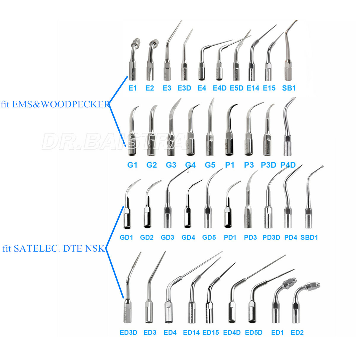 Dental Ultrasonic Scaler Scaling Endo Perio Tips fit EMS /SATELEC