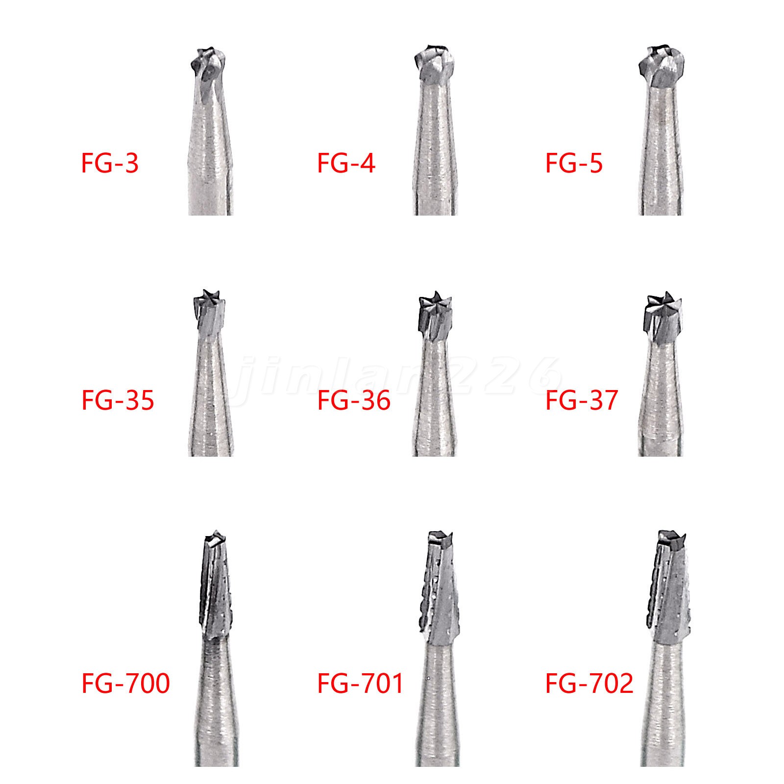 10pcs/Pack Dental Round Carbide Steel Drills Burs FG for High Speed Handpiece