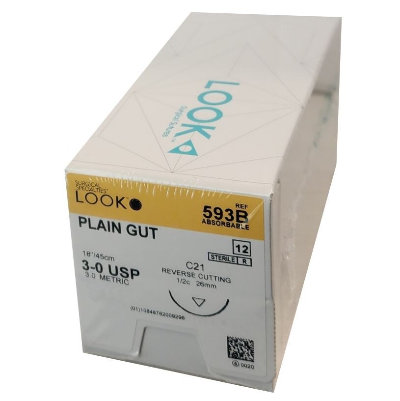 *12-Pieces* Look Plain Gut 26″ C21 Reverse Cutting Absorbable 593B