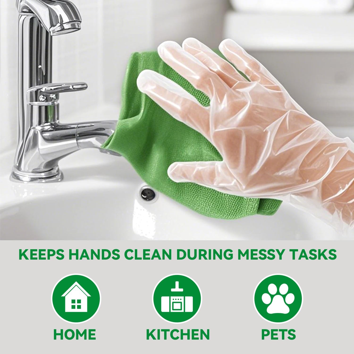 Plastic Gloves Disposable, Latex & Powder Free, Oil-Proof, Thick Clear Gloves…