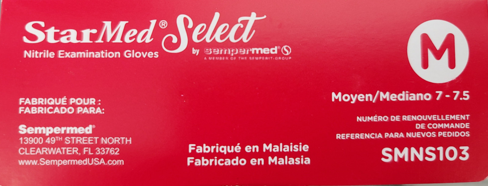 StarMed Select Nitrile Exam Gloves Medium SMNS103, 1000/Case