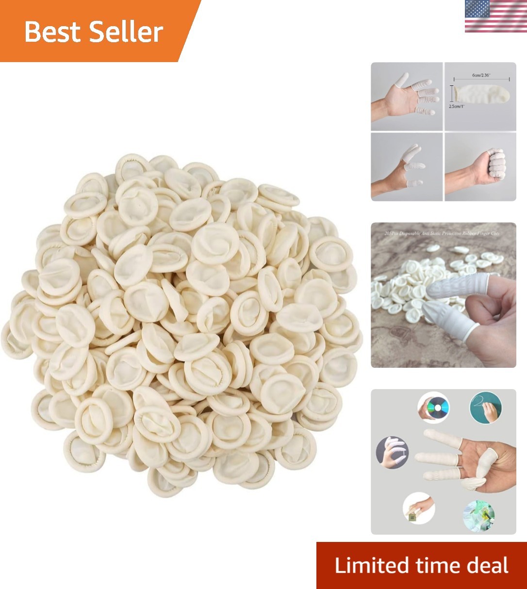 Disposable Finger Cots, 600pcs White Latex Rubber Finger Gloves, Rolled Edge …