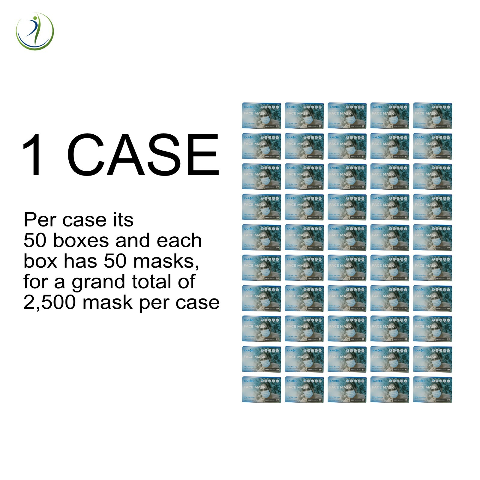 2500 Pcs 3-Ply Face Mask Non-Medical Surgical Earloop Mouth Cover 50 Boxes/Case