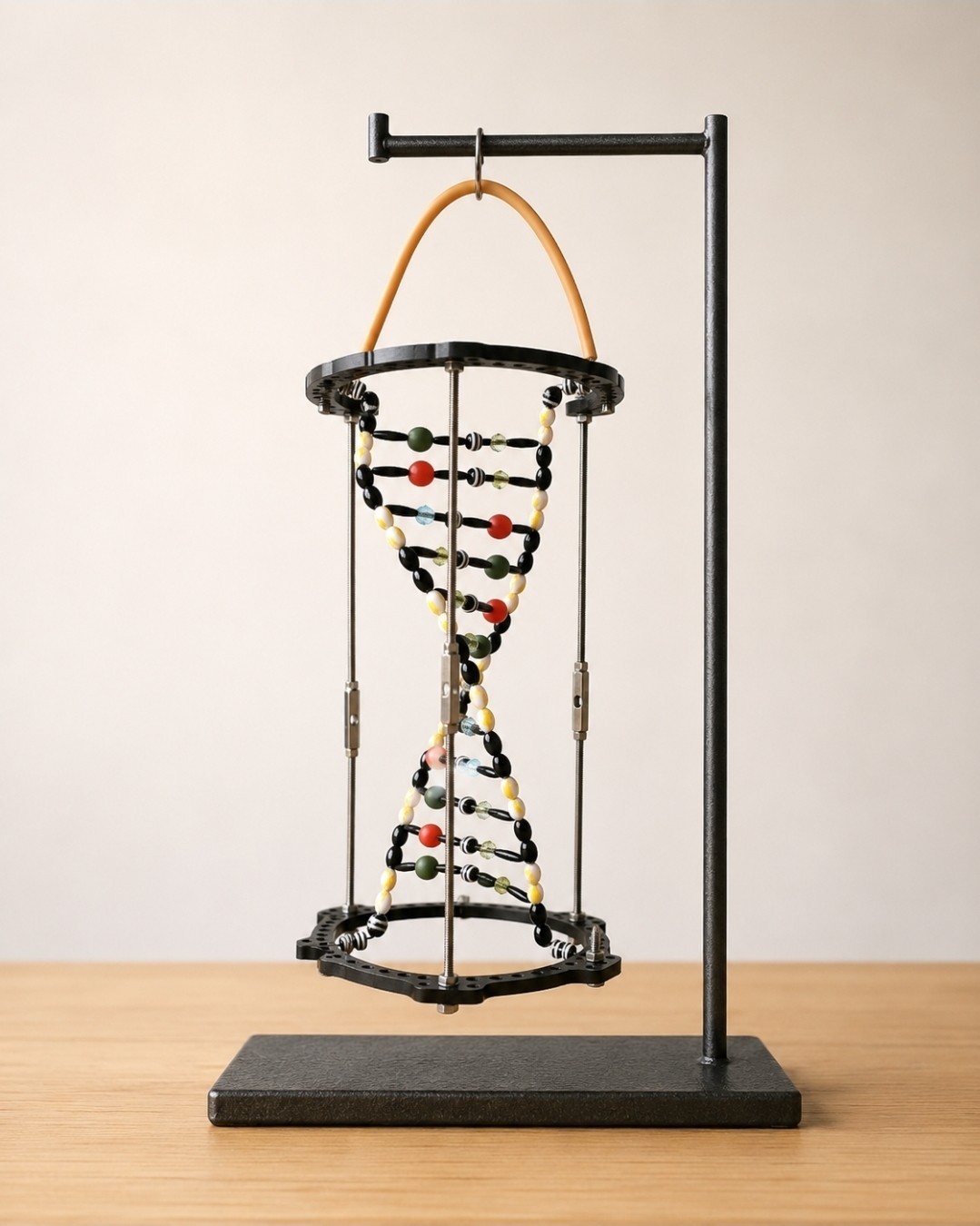 RARE Handcrafted DNA Double Helix Sculpture Steel, Glass & Precision Beadwork 3D
