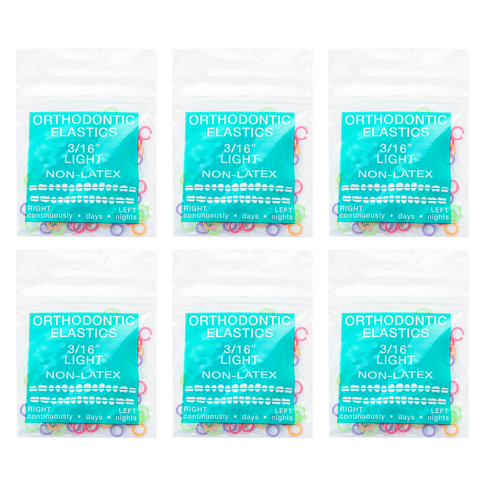 JMU Orthodontic Elastics Light Medium Heavy Neon Ortho Rubber Bands Latex Free