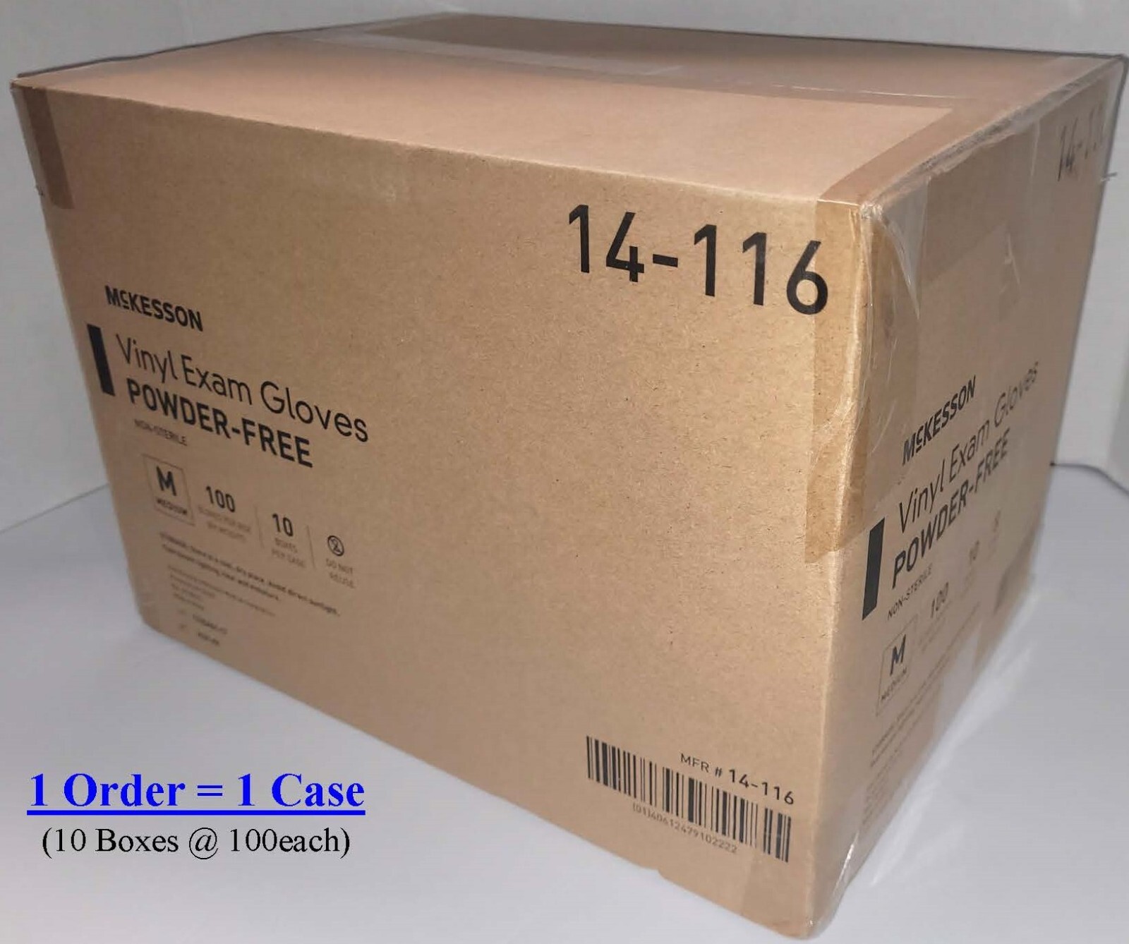 McKesson, 14-116, MEDIUM, Powder Free, Vinyl Exam Glove, Case = 1000, 10@100each