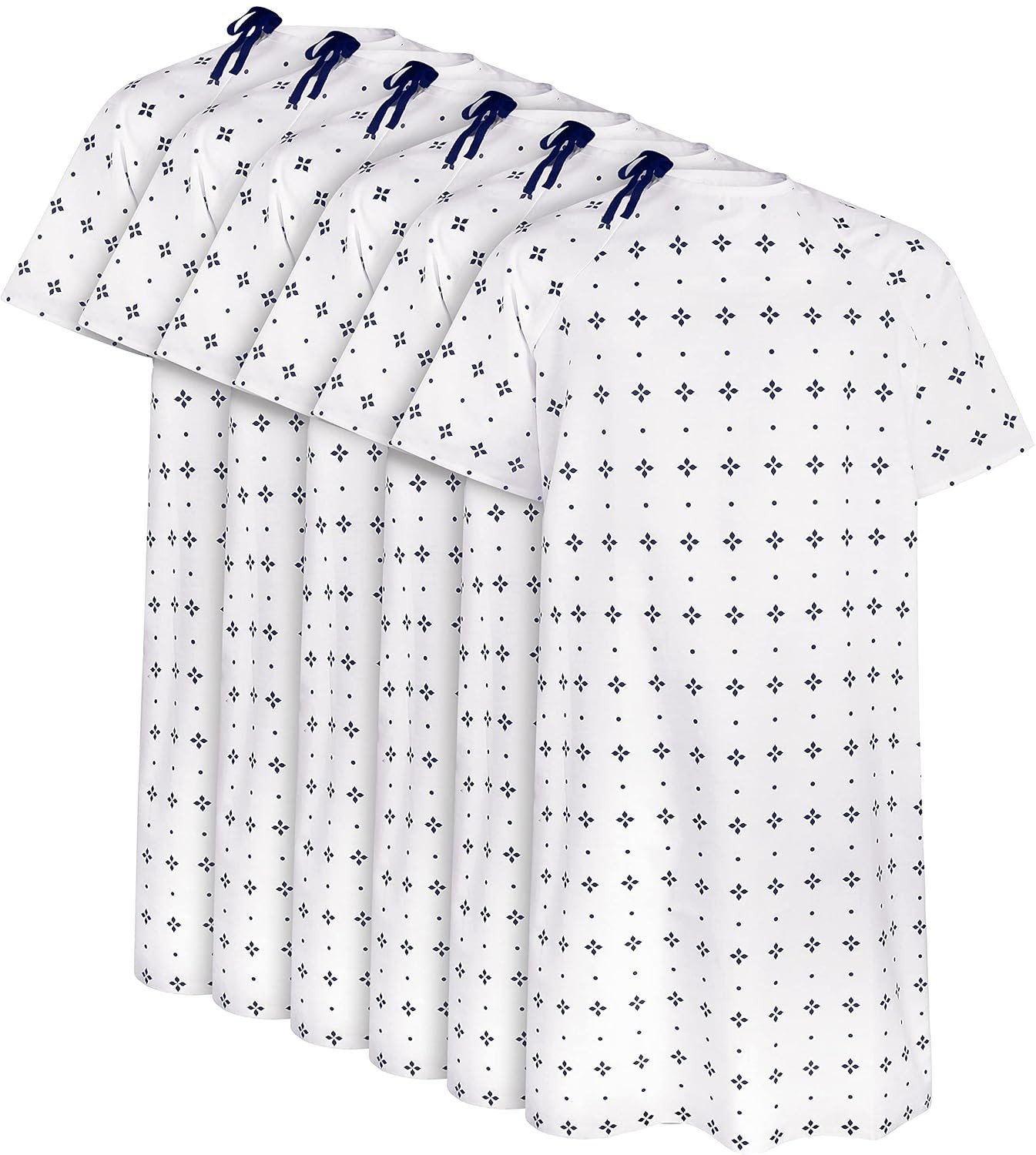 6 Pack Unisex Hospital Gowns, Patient Gowns for Women and Men with Back Tie, Com