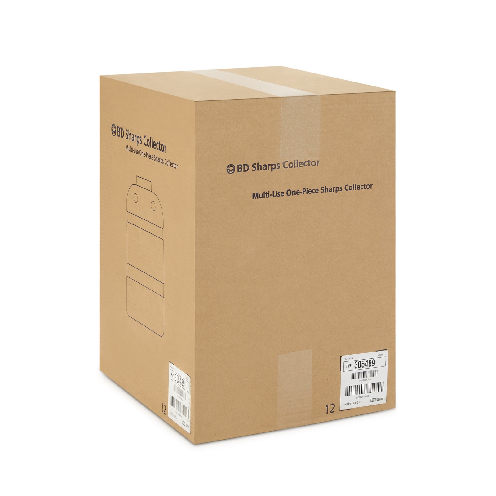 Becton Dickinson Red Sharps Container, 6.9 Quart, 11½ x 8¾ x 5½ Inch-Case of 12