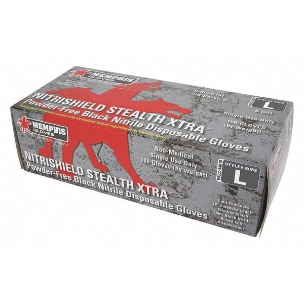 Mcr Safety 6062S Nitrishield 6062, Disposable Gloves, 6 Mil Palm, Nitrile,