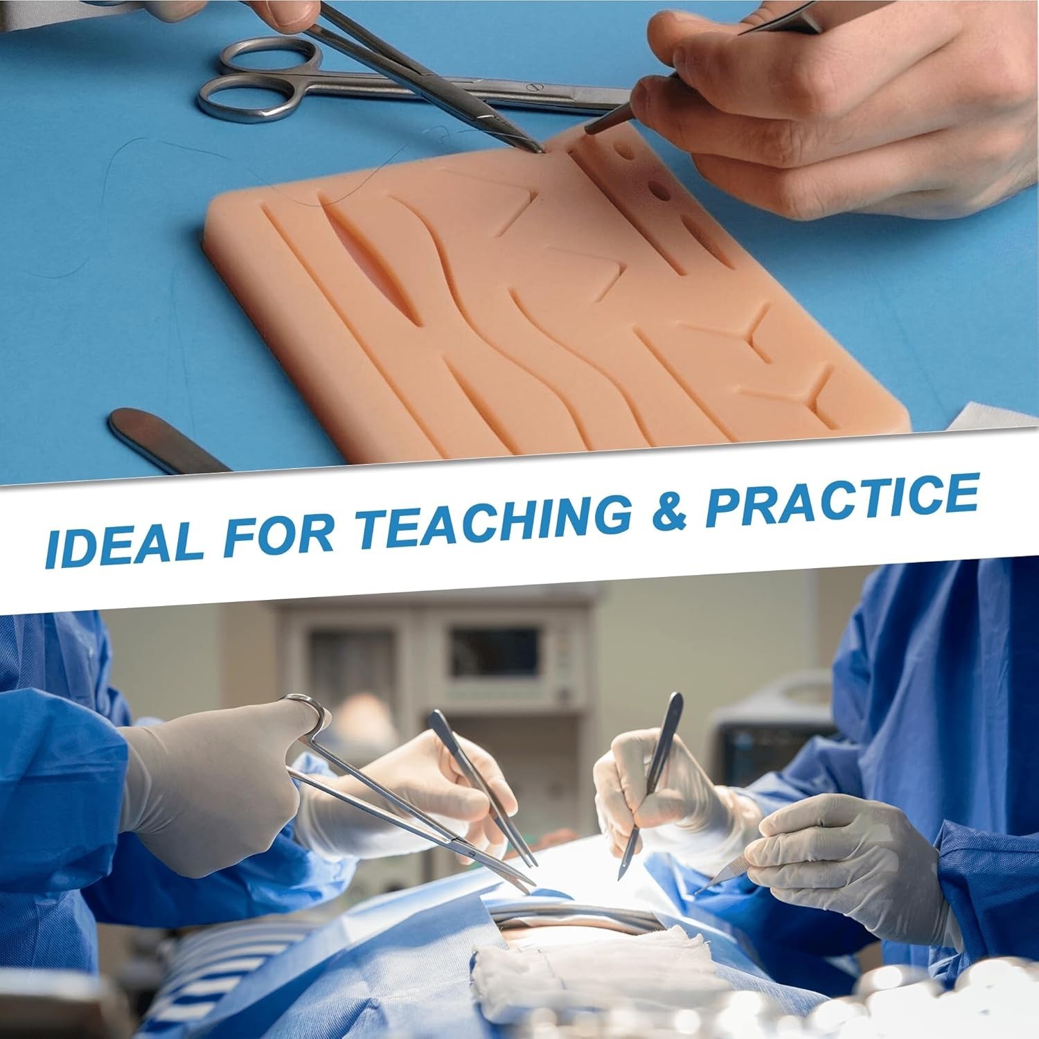 Medical Practice Kit with Silicone Wound Pad & Surgical Instruments