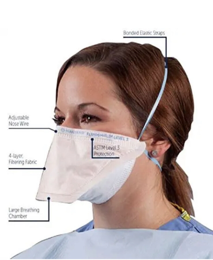 50 Count Halyard FluidShield Level 3 N95 46827 NIOSH Respirator Masks Size Small