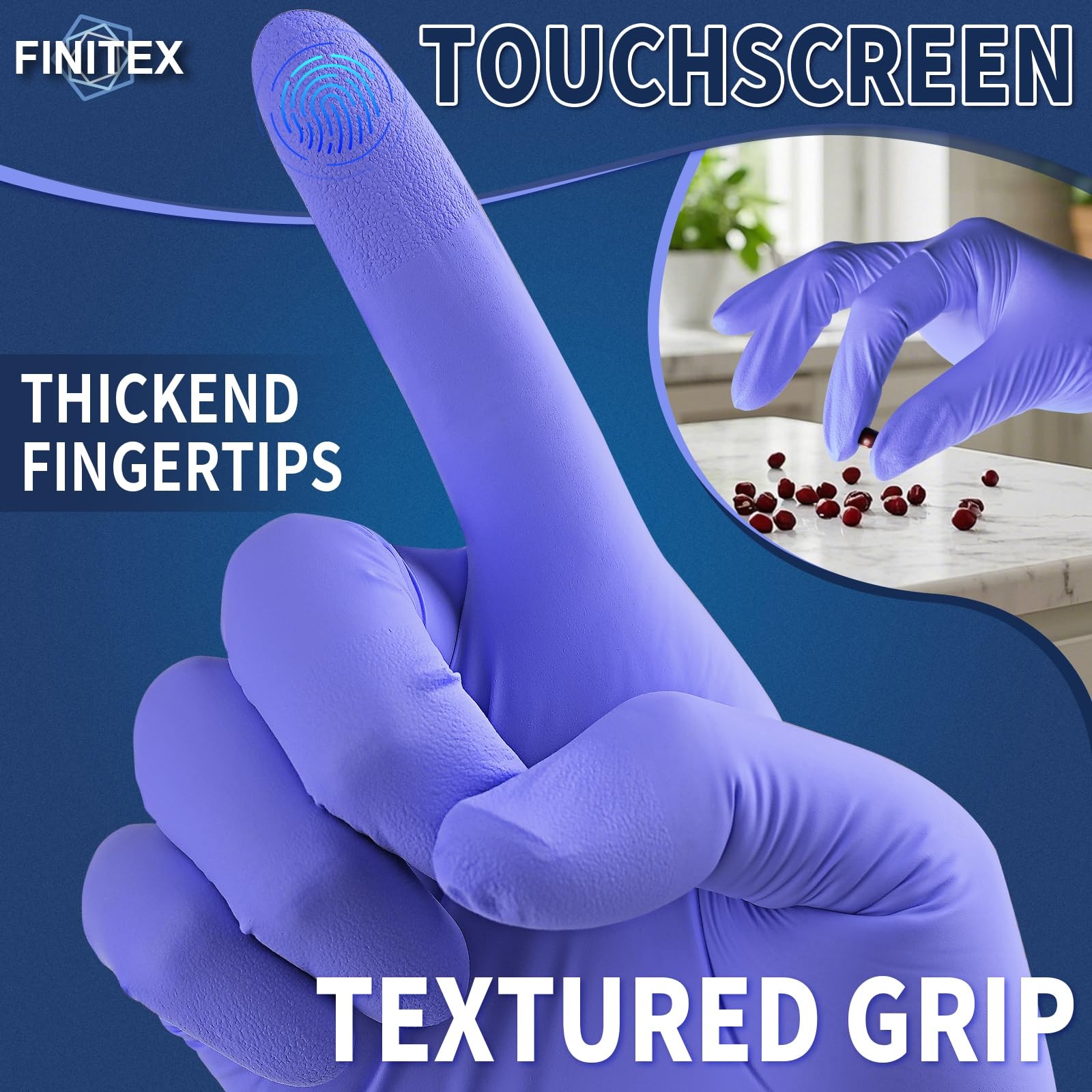FINITEX Ice Blue Nitrile Exam Gloves Powder-free 1000 PCS Medical Gloves Examina