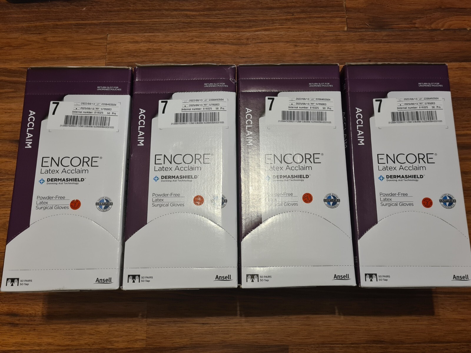 200-Pairs Encore Latex Acclaim DermaShield Powder Free Latex Surgical Gloves