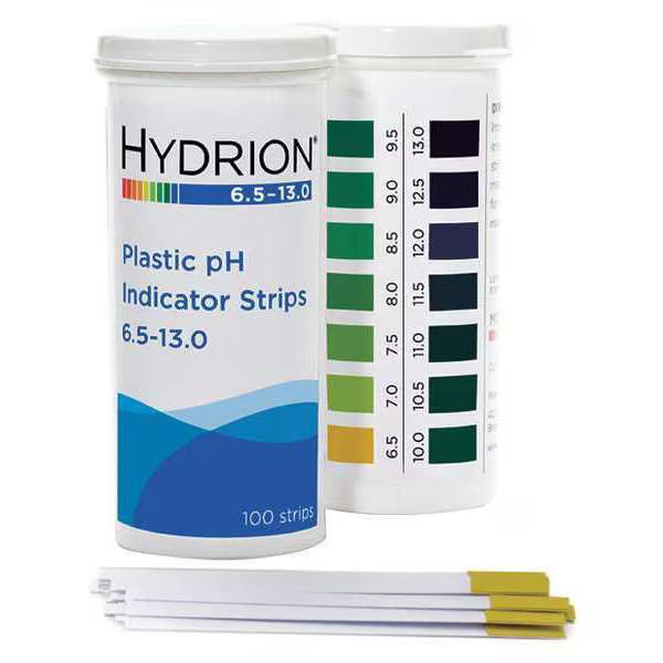 Hydrion pH Strips,Hydrion Spectral,6.5-13,PK100 9600 Hydrion 9600