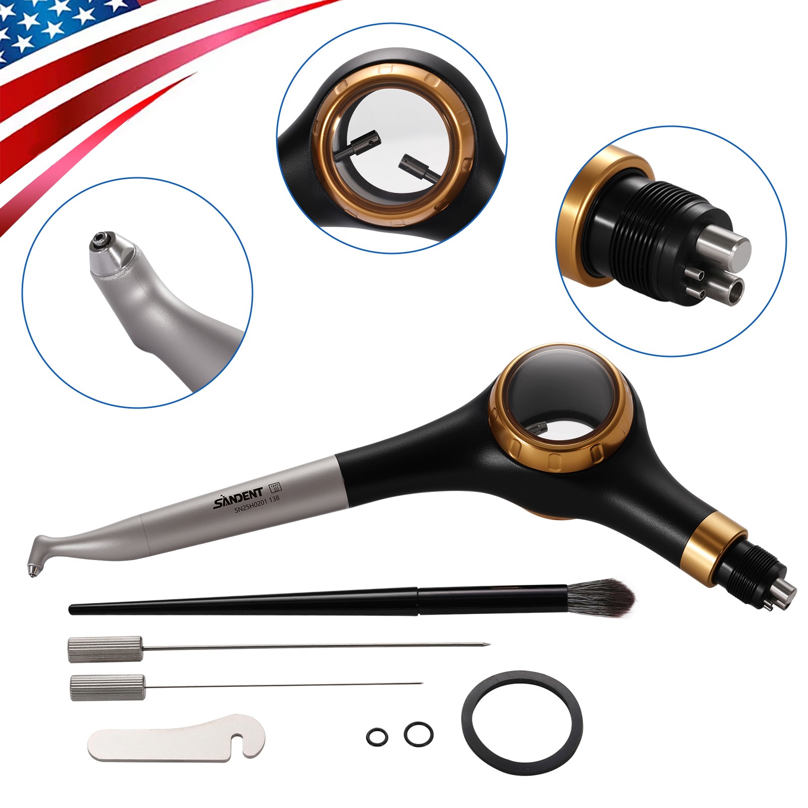 SANDENT Dental Air Flow Prophy Air Polisher Supra Handpiece 4 Holes