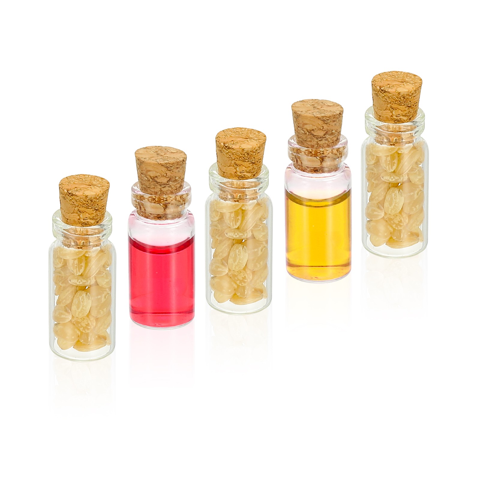 1ml Tiny Glass Bottles Vials 50Pcs Mini Clear Bottles Glass with Cork Stoppers