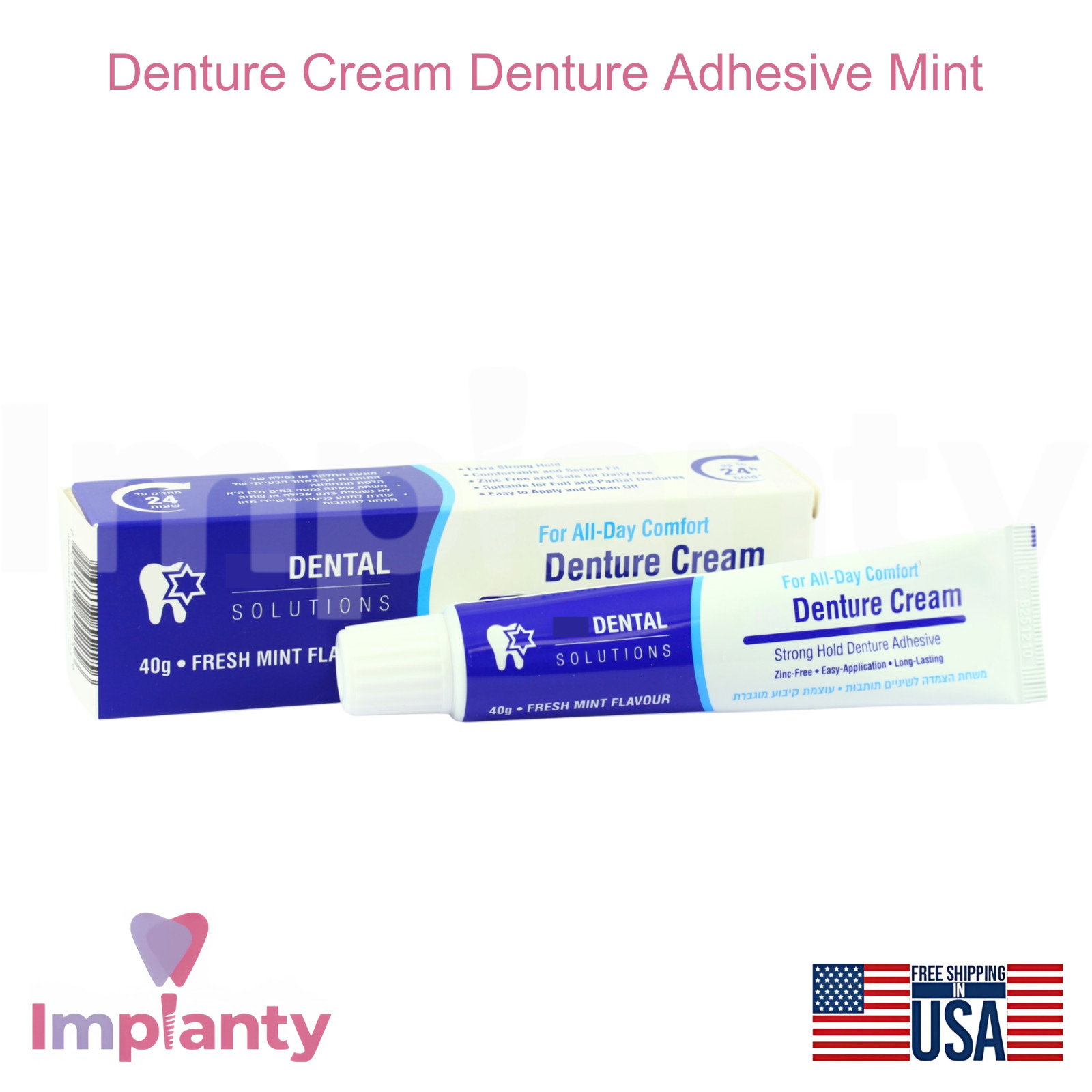Dental Adhesive Mint Denture Cream 40g Improve Retention Oral Care