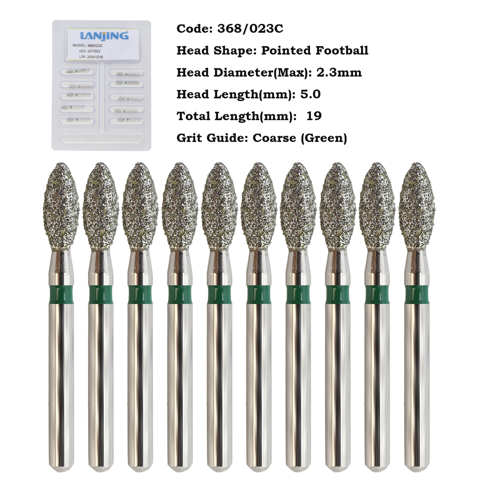 Multi-Use Diamond Burs Round End Taper Football Ball Round Friction Grip FG 856
