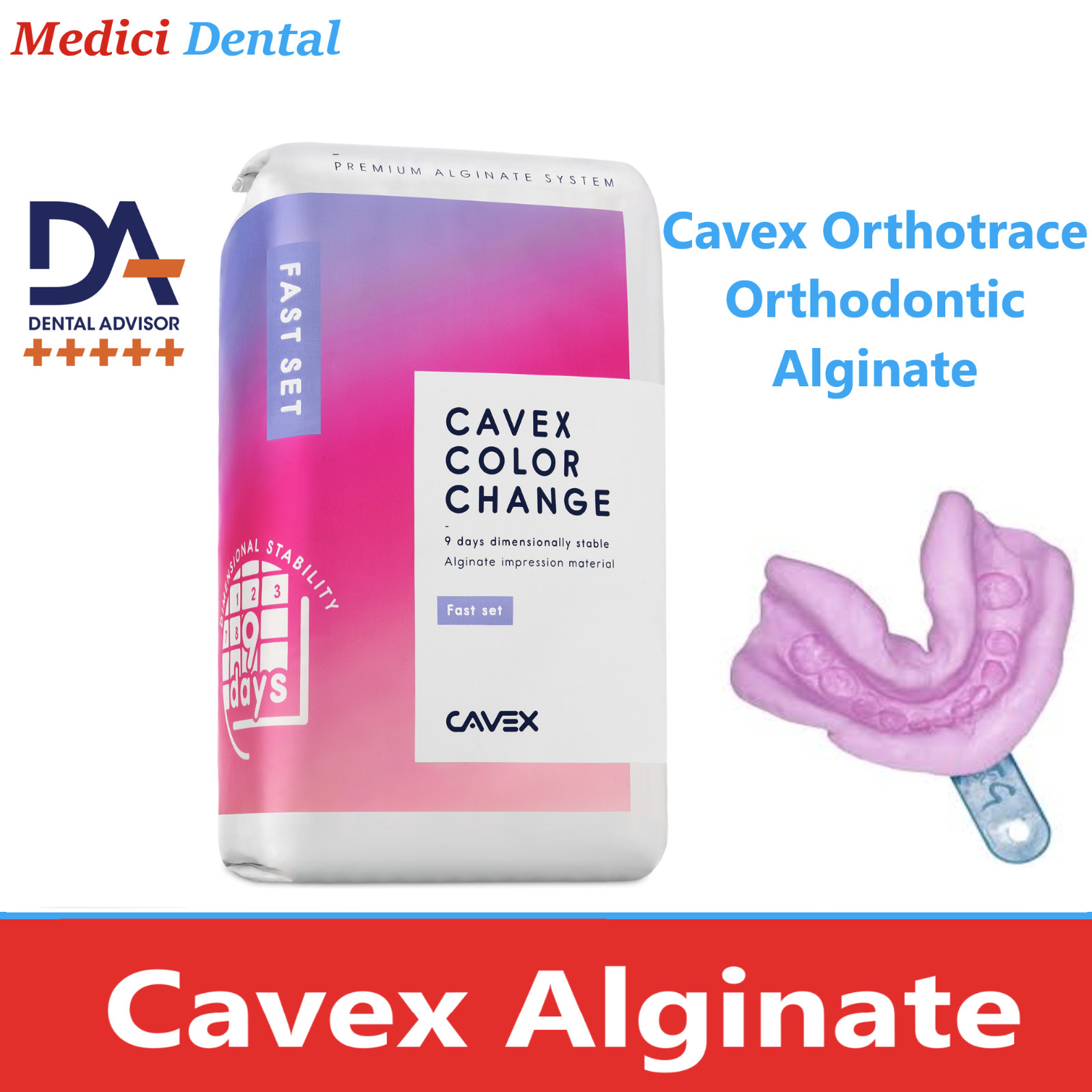Dental Impession Cavex Orthotrace Ortho Alginate, X-Fast Set, Dust-free, 1-20/Bg