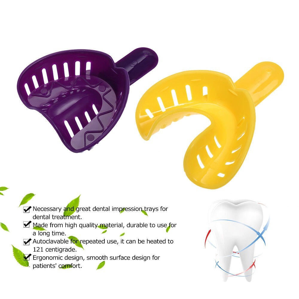 24 Pcs/2 sets Dental Impression Autoclavable Tray Plastic 6 Sizes Adult/Child