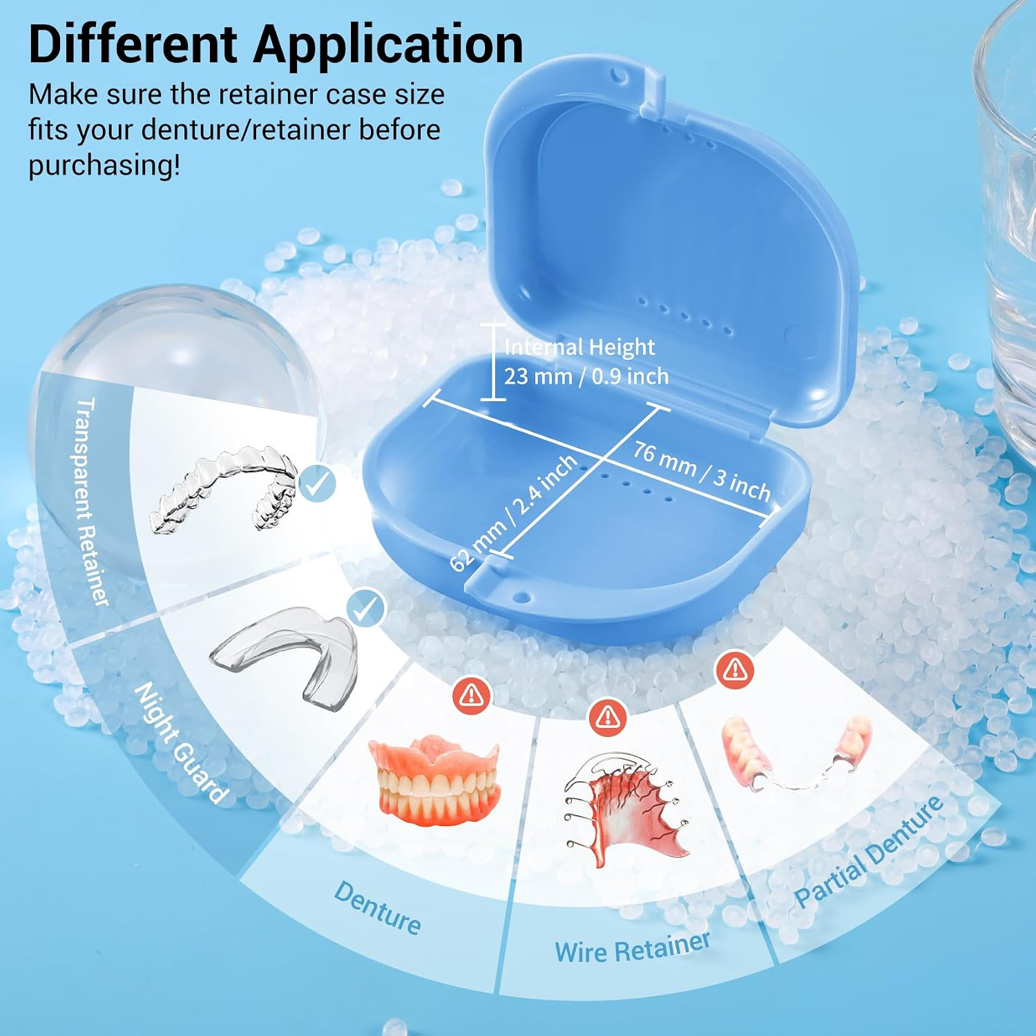 Orthodontic Retainer Case with Vent Holes, Denture Box Mouthguard Container Mout