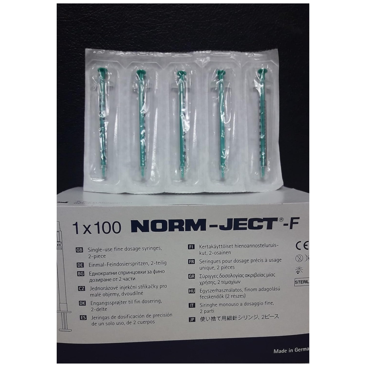 Sterile 1ml Plastic Syringe, Luer Slip, 100 Pack