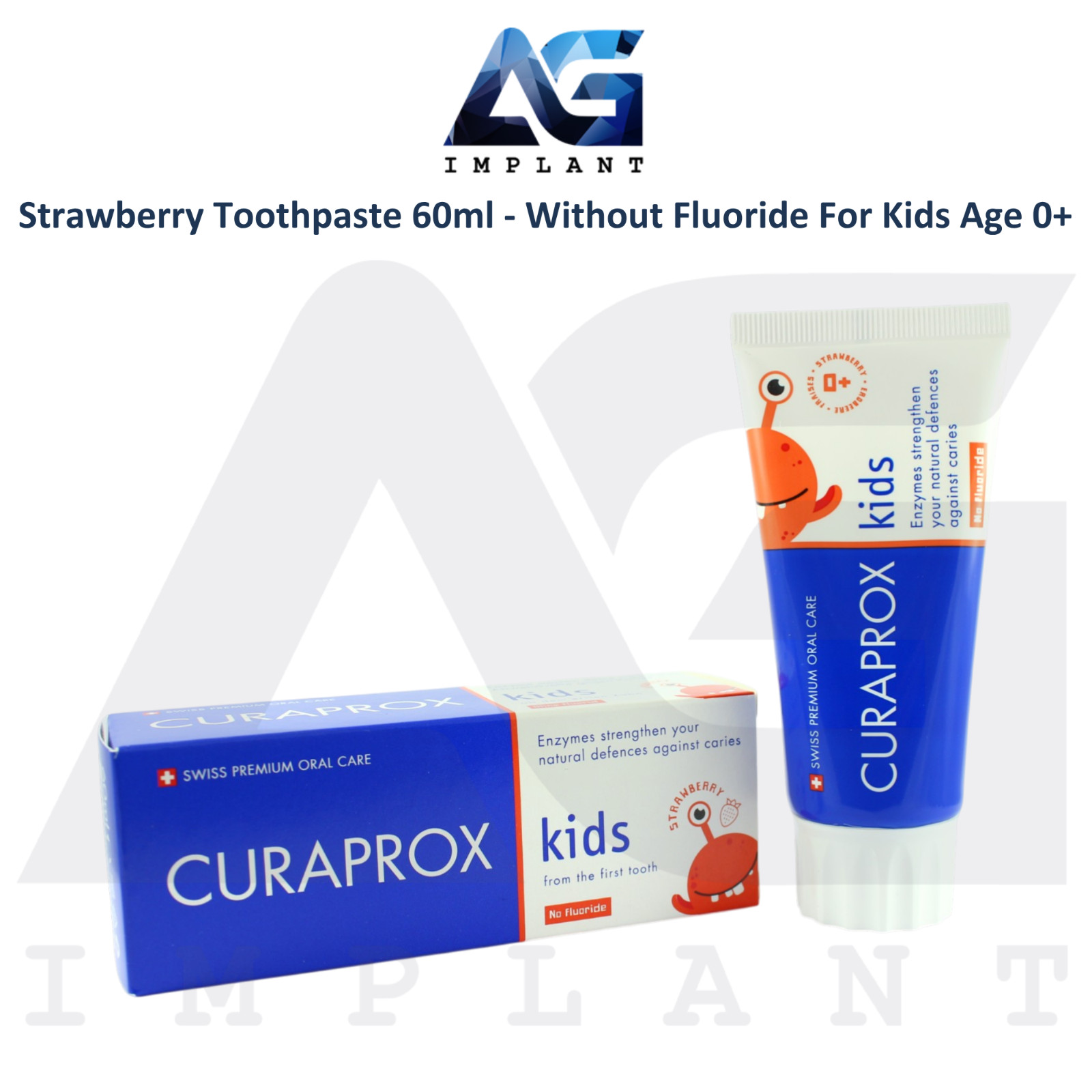 Fluoride Free Strawberry Toothpaste 60ml for Kids Age 0+ Daily Oral Care