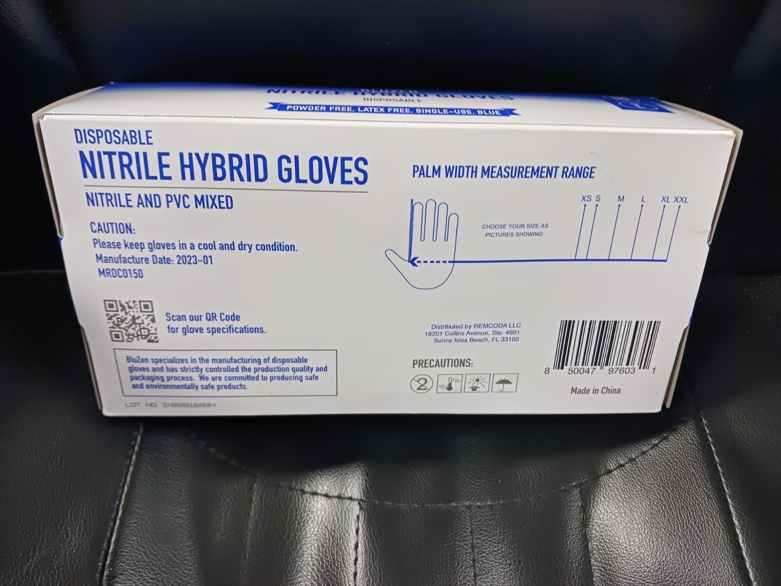 Bluzen Nitrile Hybrid Gloves Disposable Size Large 100 Gloves
