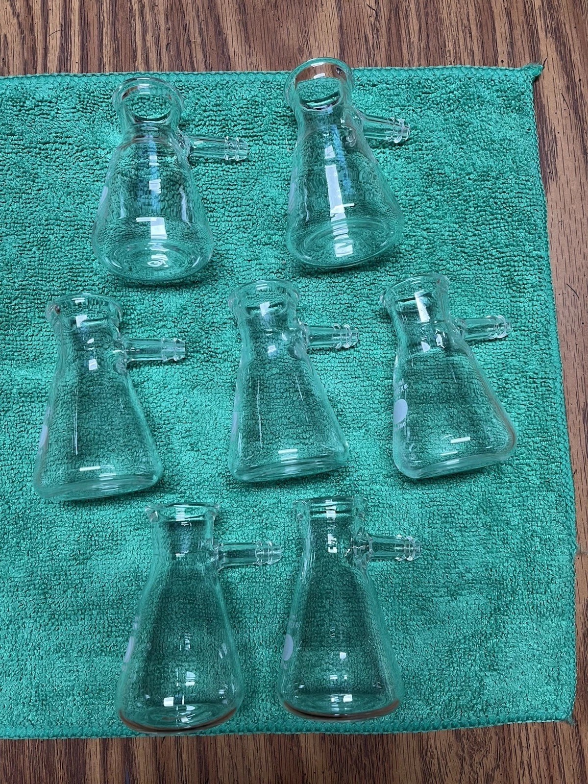 PYREX VISTA 50 mL Micro Filtering Flasks with Sidearm Tubulation Lot of 7 #5360