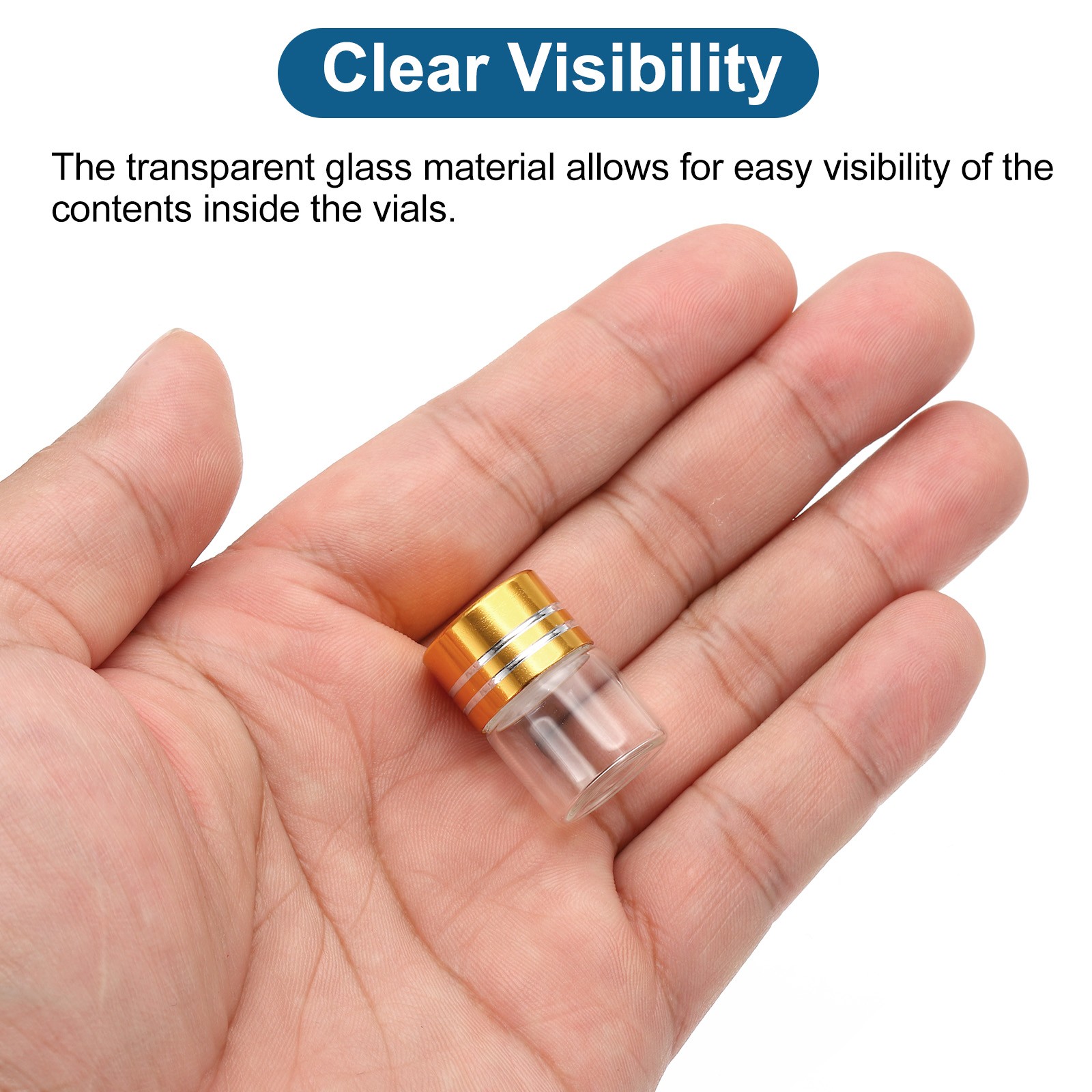 1ml Tiny Glass Bottles Vials 20Pcs Mini Clear Bottles Glass Screw Cap Golden