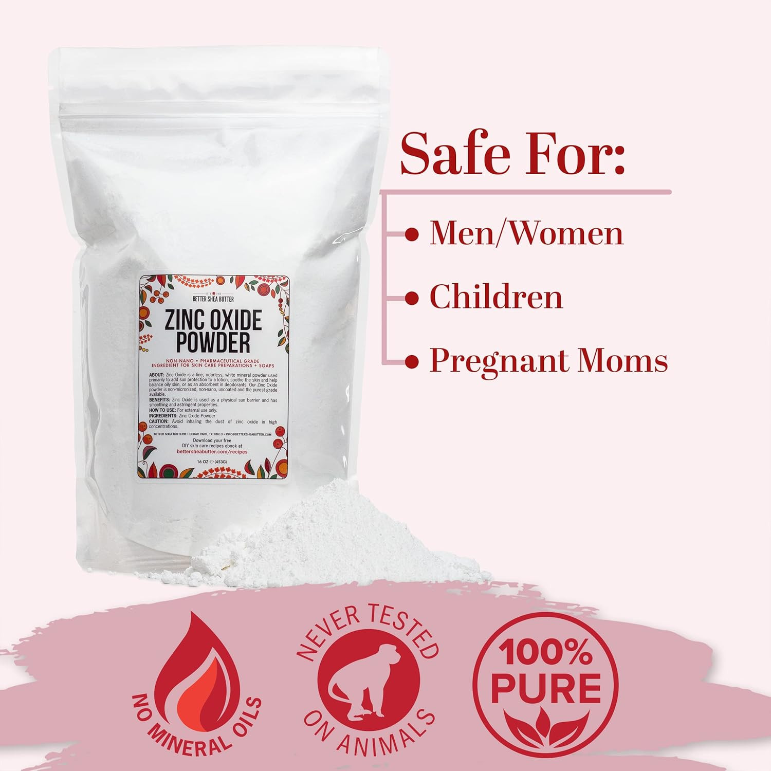 Zinc Oxide Powder | Uncoated, Non Nano Zinc Oxide | Pure, Pharmaceutical Grade |