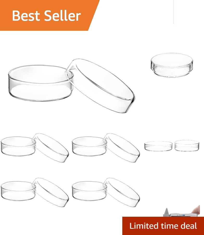 Elegant 5-Pack 60mm Glass Petri Dishes with High-Temperature Resistance Lids