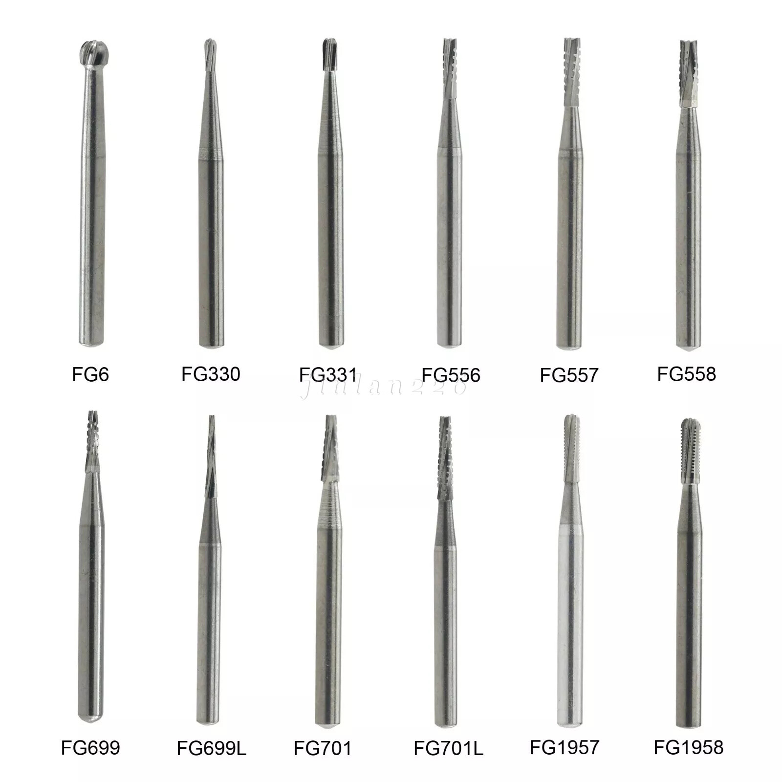 Dental Tungsten Carbide Burs Round Pear FG 557 330 For High Speed Handpiece 19mm
