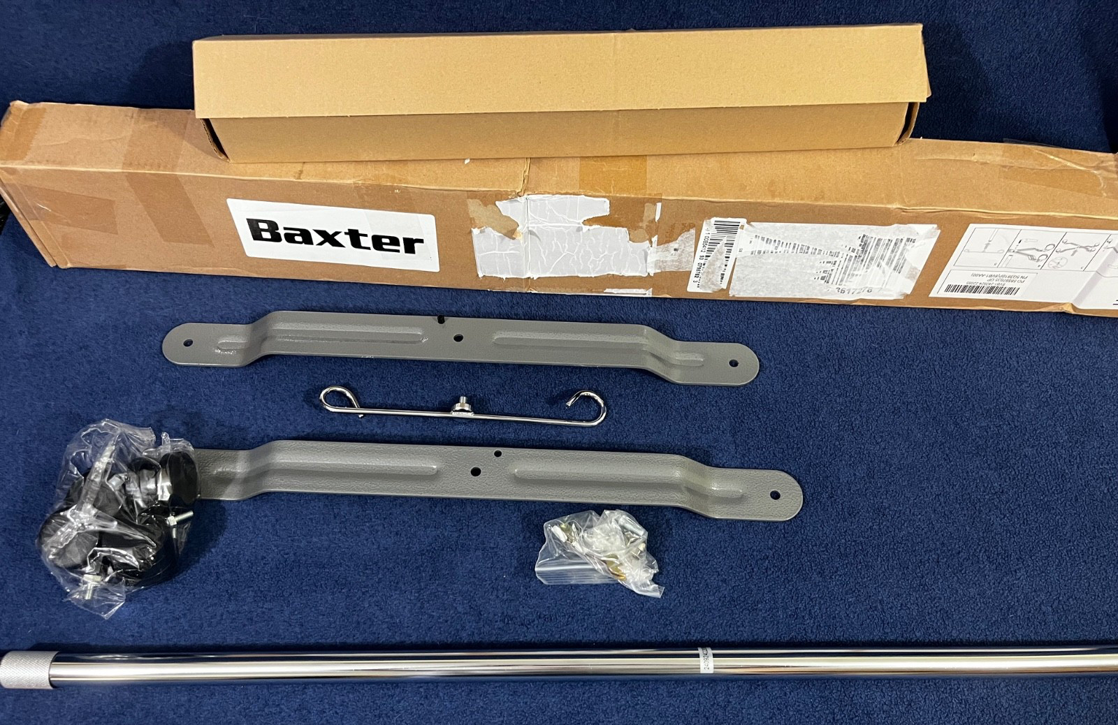 Baxter Rolling 2-Hook 4-Leg IV Wheeled Stand Pole Open Box New